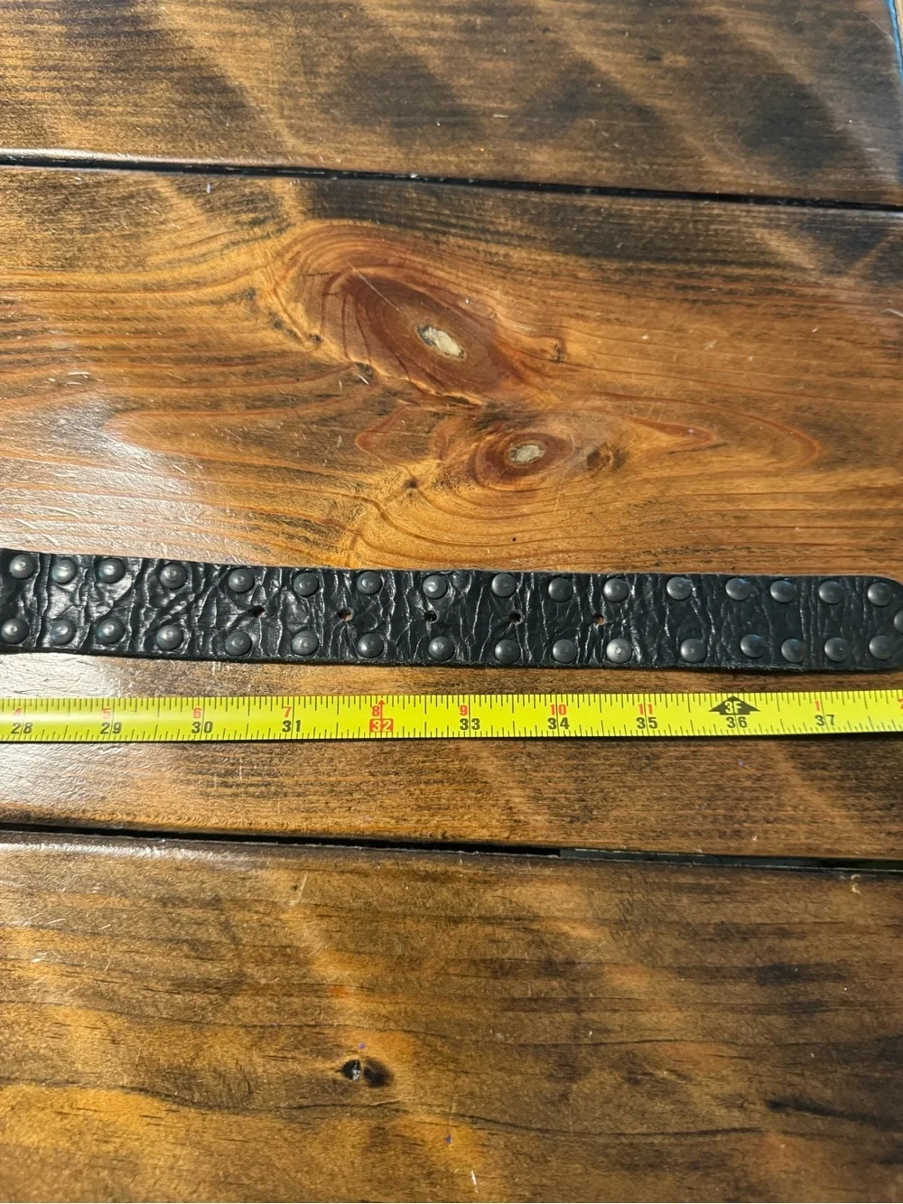 Le Lis Blanc VINTAGE leather & metal belt, Bl  color Rocker style Made in Brazil
